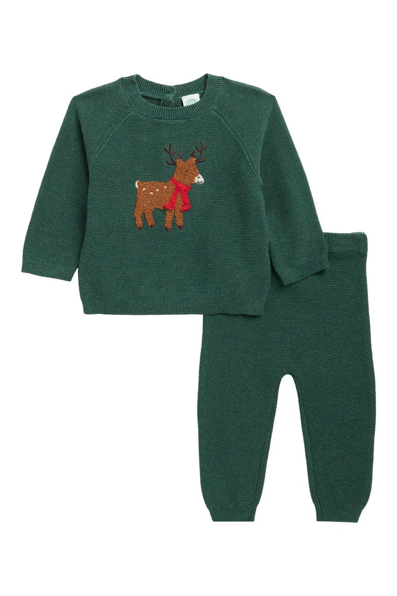 Reindeer Sweater & Joggers Set, Main, color, GREEN