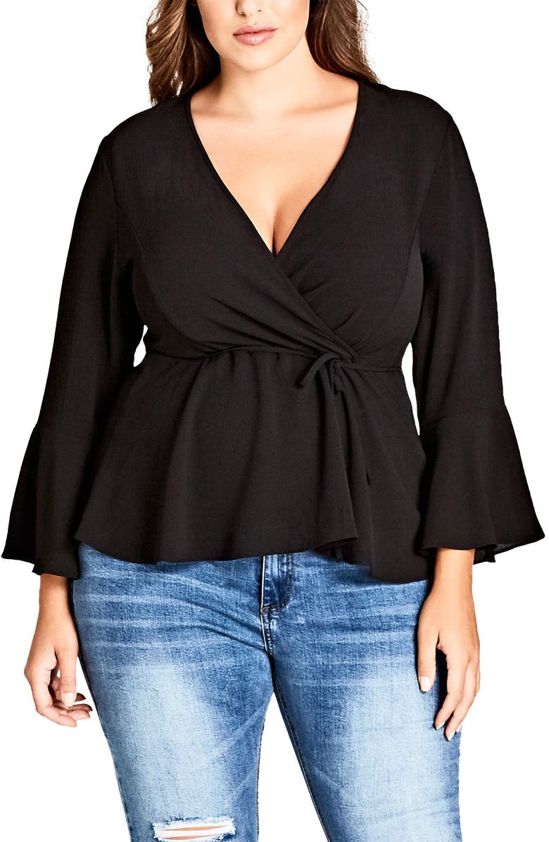 City Chic Sweetly Tied Top, Main, color,