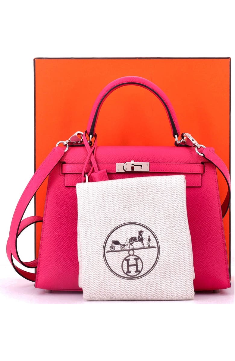 Pre-Owned Hermes Kelly Handbag Pink Epsom with Palladium Hardware 25, Alternate, color, Framboise