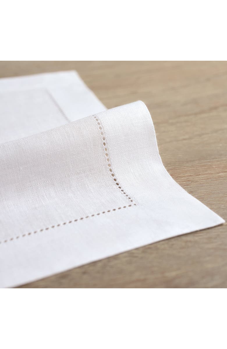 Solino Home Linen Placemats - Classic Hemstitch - Set of 6, 14" x 19", Alternate, color, White