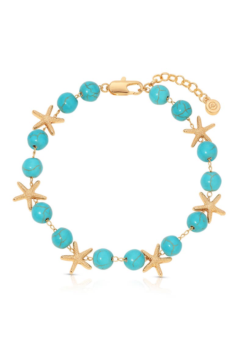 Starfish & Turquoise Anklet, Main, color, TURQUOISE