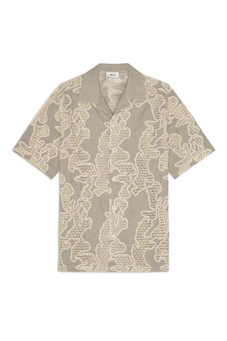 Julio Embroidered Inset Organic Cotton Button-Up Shirt, Alternate, color, DEEP TRUFFLE