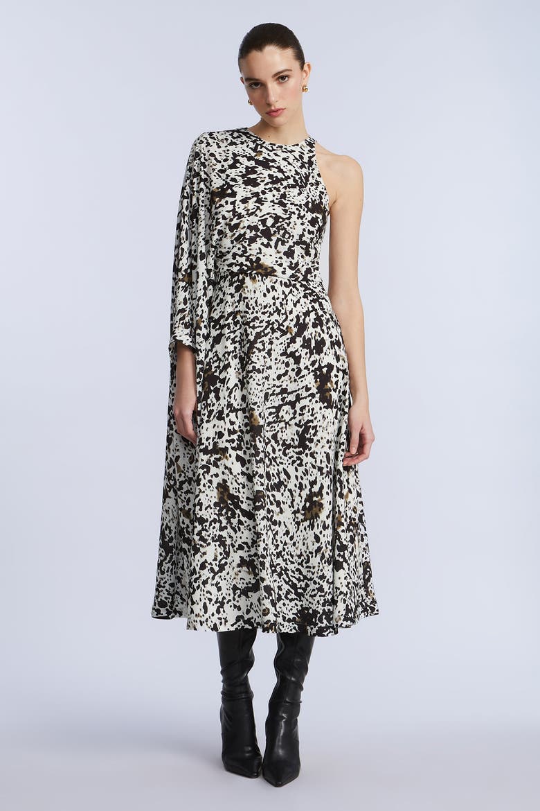 One Sleeve Midi Dress, Alternate, color, Dotty Print