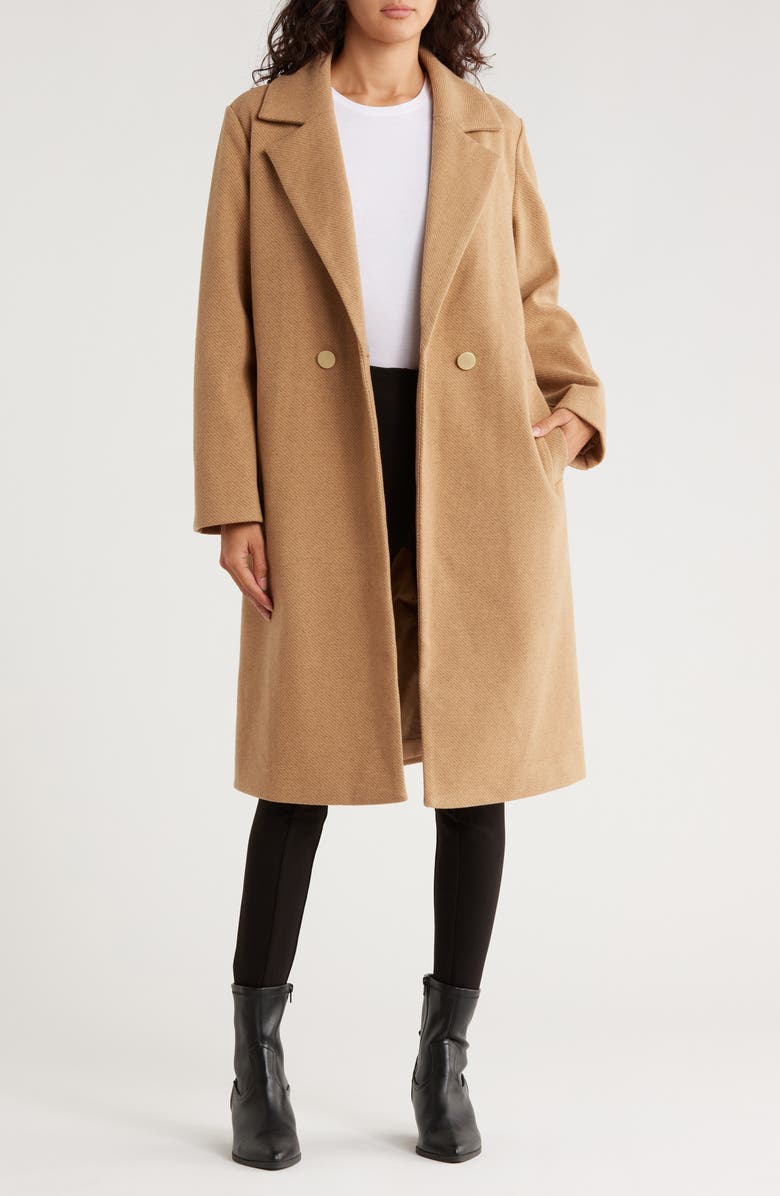 AREA STARS Belinda Double Breasted Twill Coat, Alternate, color, Camel