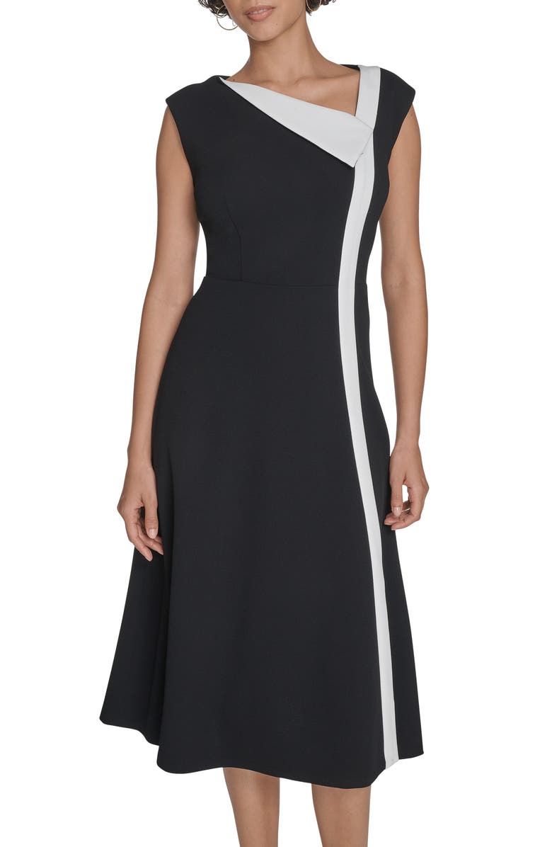 Calvin Klein Colorblock Sleeveless Fit & Flare Midi Dress, Alternate, color, 