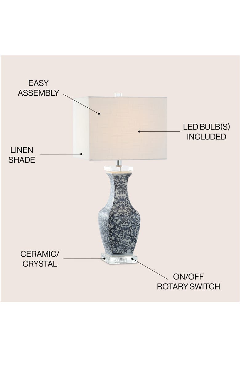 JONATHAN Y May 28" Ceramic/Crystal LED Table Lamp, Blue/White, Alternate, color, Blue/White