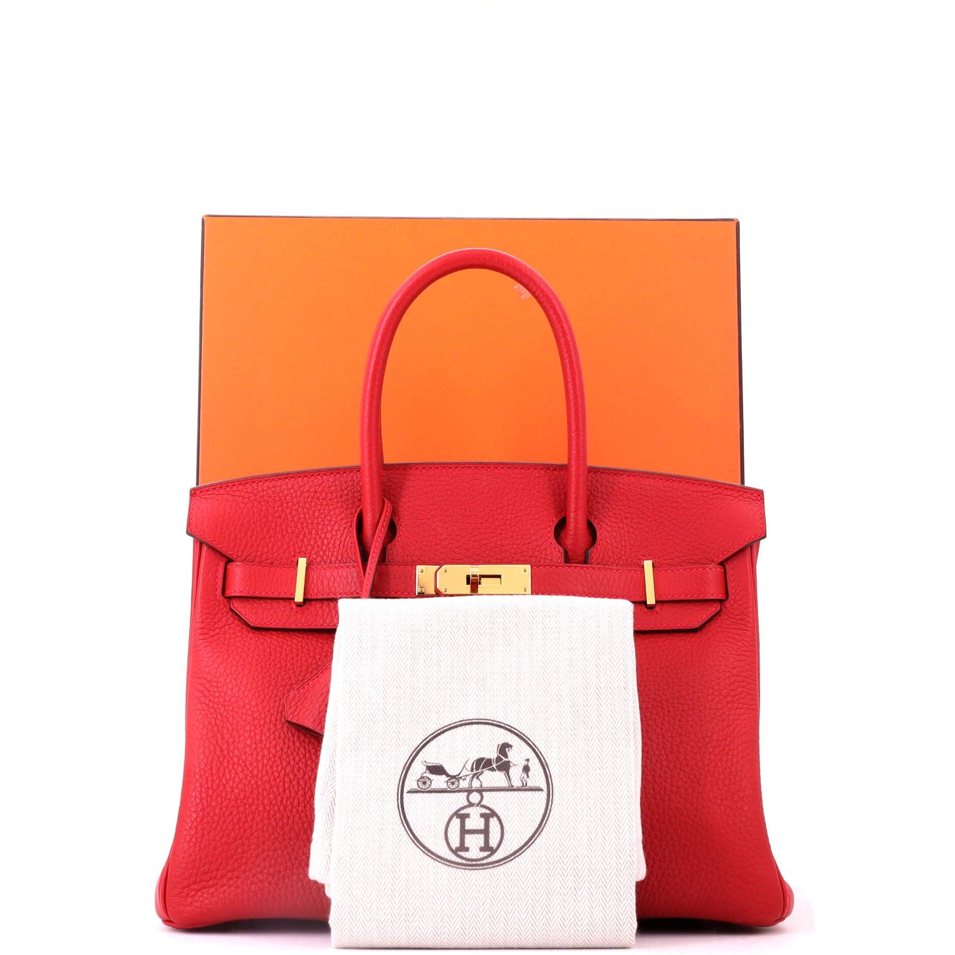 Birkin Handbag Red Clemence with Gold Hardware 30, Alternate, color, Red