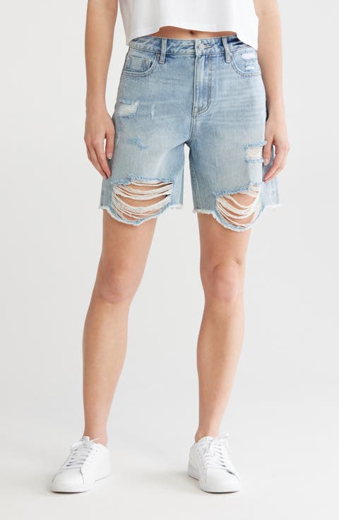 Destructed Fray Hem Bermuda Shorts