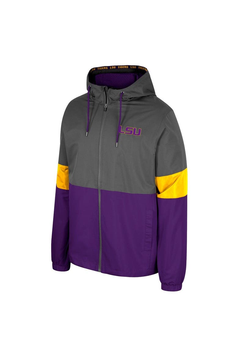 Men's Colosseum Charcoal LSU Tigers Miles Full-Zip Jacket, Alternate, color, Charcoal