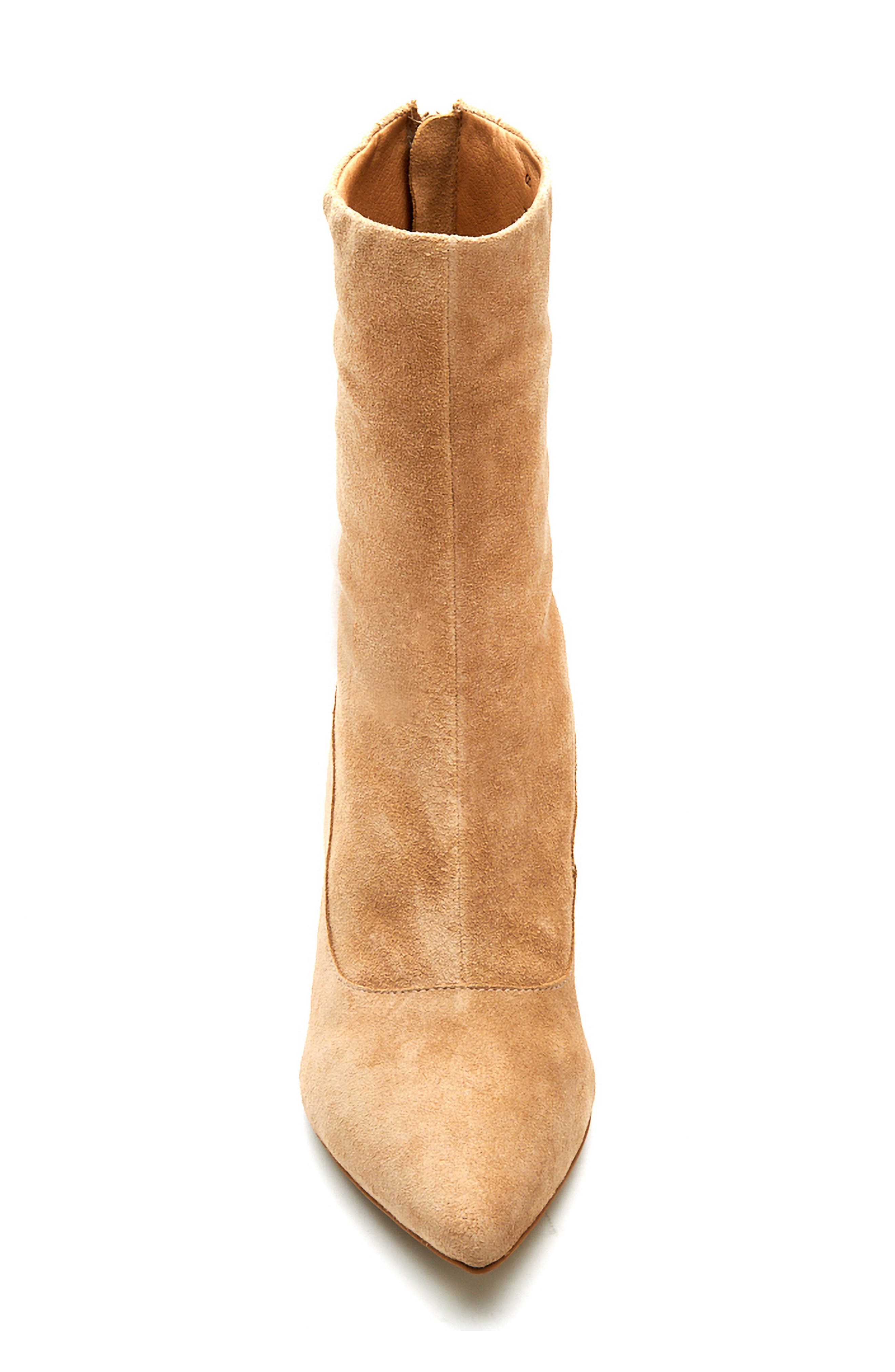 Cici Pointed Toe Sock Bootie (Nordstrom Exclusive), Alternate, color, NATURAL SUEDE
