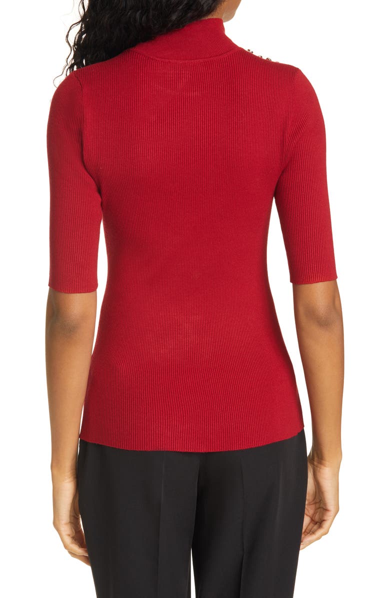 Ted Baker London Tansiey Button Detail Ribbed Mock Neck Sweater, Alternate, color, 