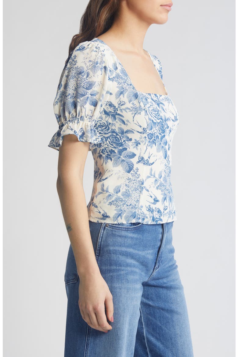 Constance Floral Print Puff Sleeve Top, Alternate, color, POMPADOUR