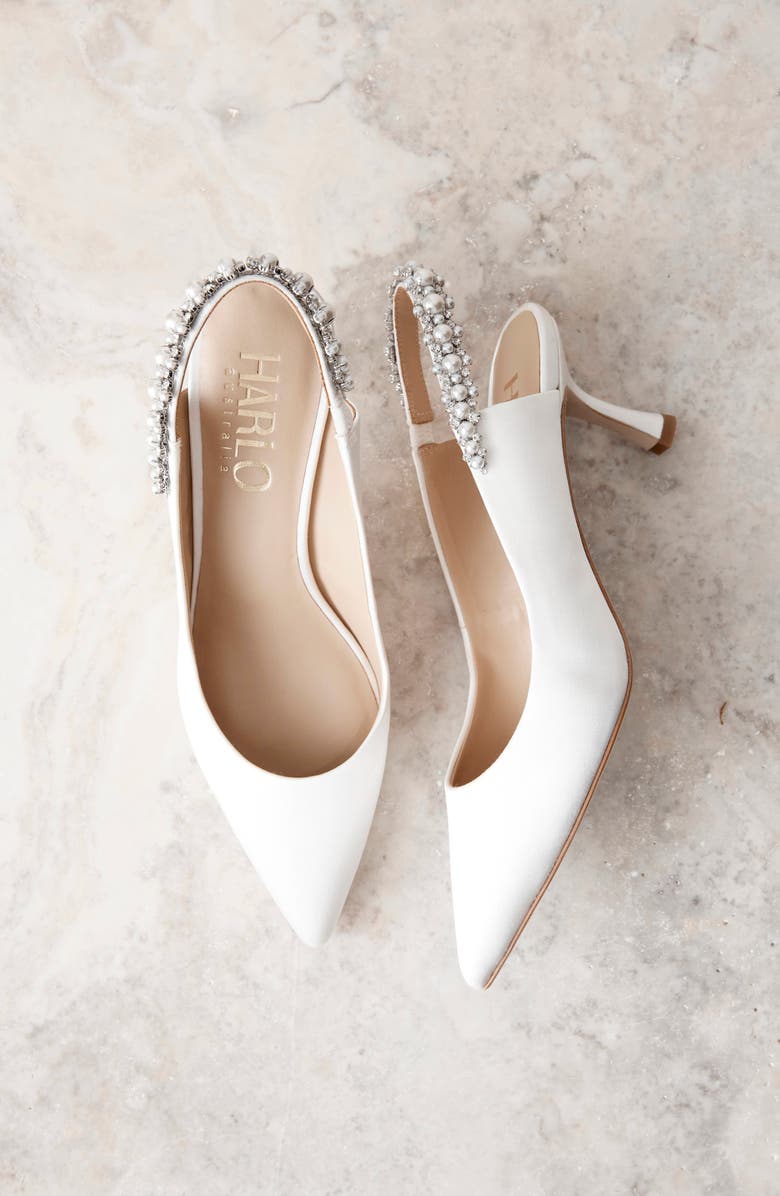 HARLO Australia Nina Pearl - Satin Bridal Slingback with Pearl Detail, Alternate, color, Soft White Satin