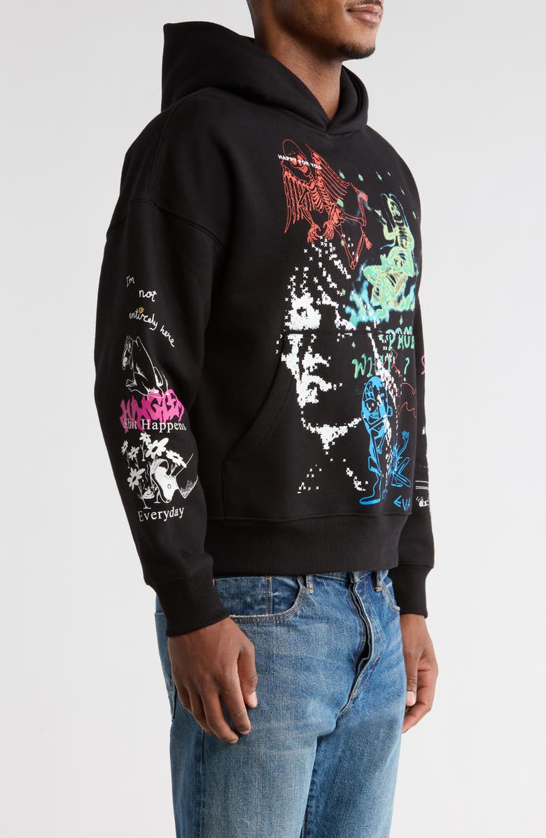 JUNGLES Winter 25 Test Print Pullover Hoodie, Alternate, color, Black