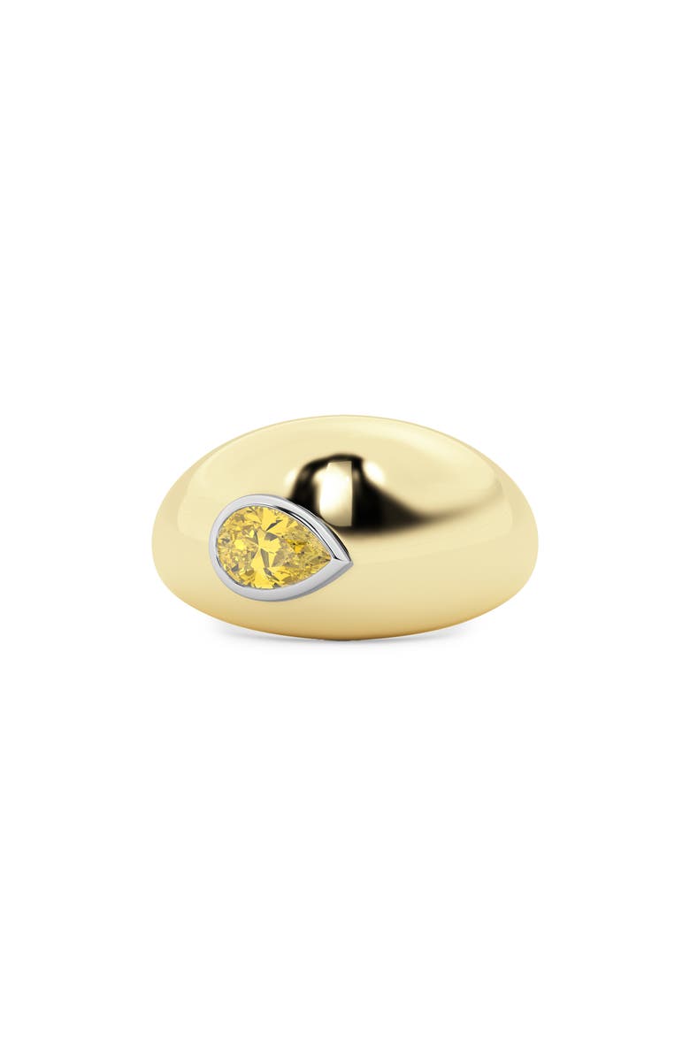 HauteCarat Yellow Lab Grow Diamond Dome Ring, Alternate, color, 18K Yellow/ Blackened Gold