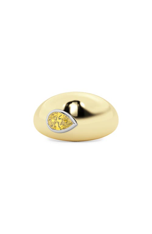 Hautecarat Yellow Lab Grow Diamond Dome Ring In Gold
