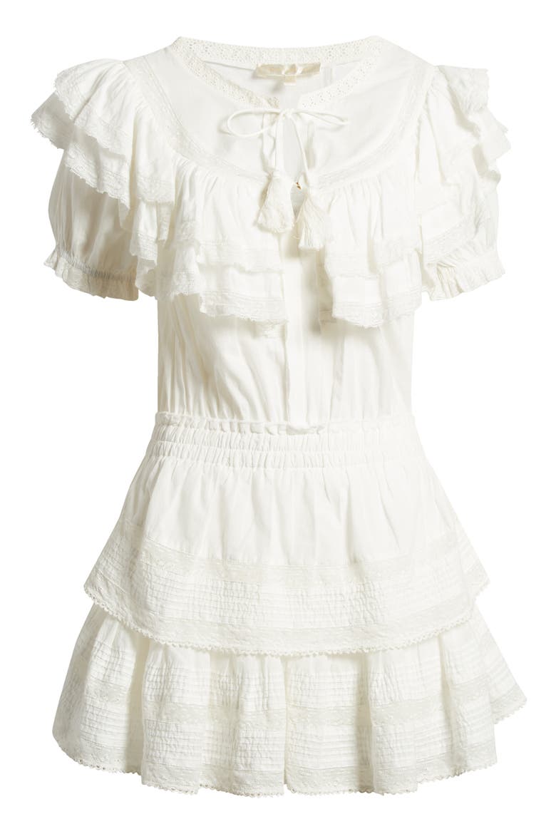 Liv Lace & Ruffle Minidress, Alternate, color, ANTIQUE WHITE