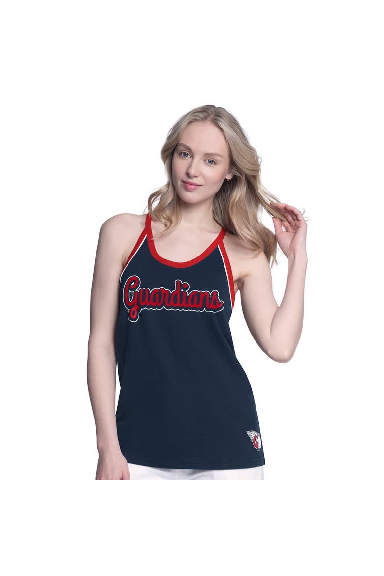 Women's G-III 4Her by Carl Banks Navy Cleveland Guardians Curveball Racerback Tank Top, Alternate, color, Navy