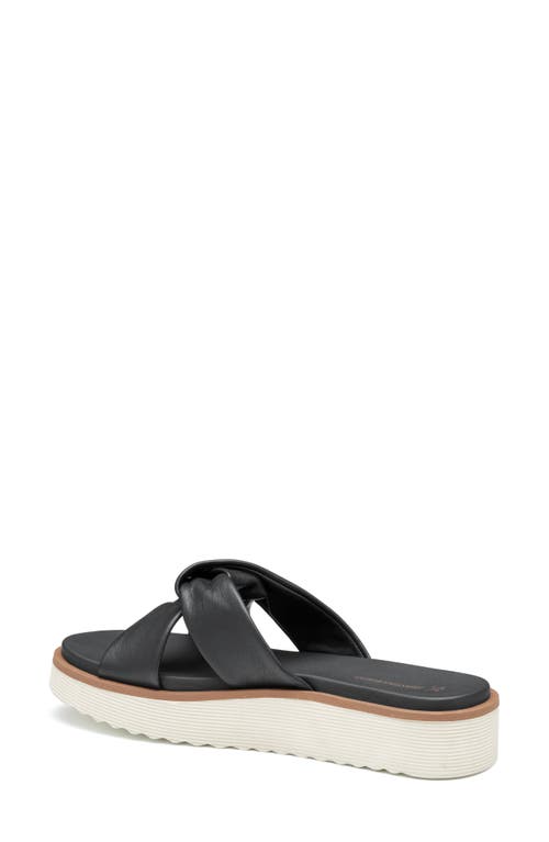 Johnston & Murphy Mitzi Knot Platform Wedge Slide Sandal In Black Glove Leather
