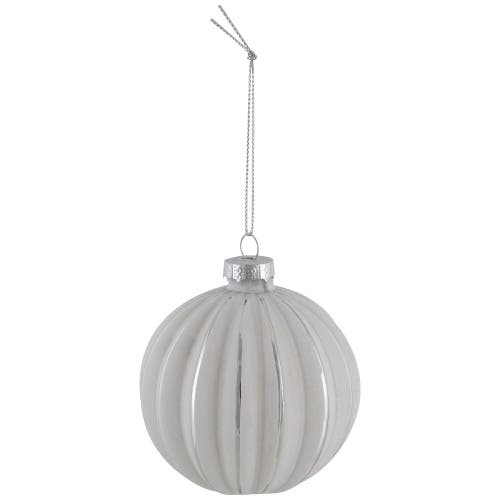 Northlight Striped Ball And Onion Glass Christmas Ornaments In Gray
