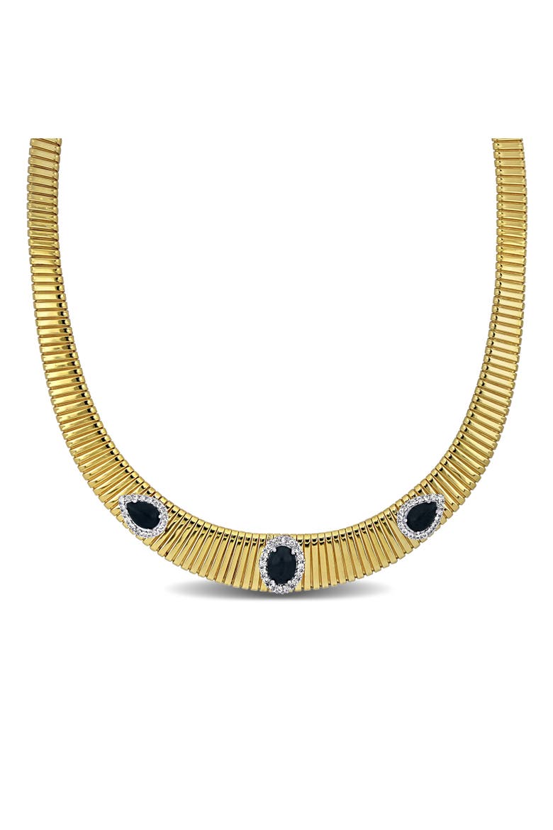 Stone & Cubic Zirconia Omega Necklace, Main, color, Black Onyx