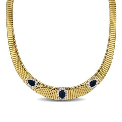 Stone & Cubic Zirconia Omega Necklace