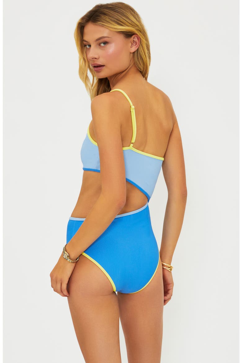 Liora Joyce Colorblock Cutout One-Shoulder One-Piece Swimsuit, Alternate, color, MARINA BLUE