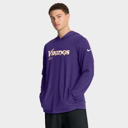 Nike Purple Minnesota Vikings Sideline Pure Fury Performance Long Sleeve Hoodie T-shirt In Purple