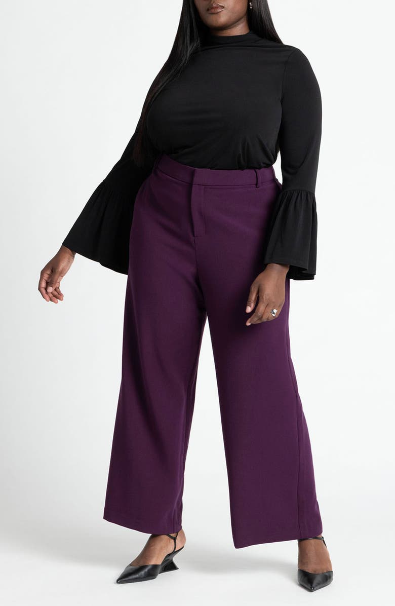 ELOQUII Fluted Sleeve Mock Neck Top, Alternate, color, 