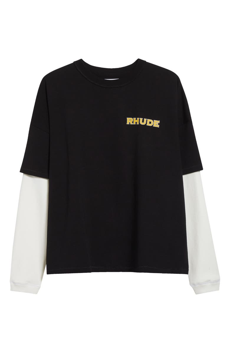 Rhude Steel Double-Layered Graphic T-Shirt, Alternate, color, Black / White 3028