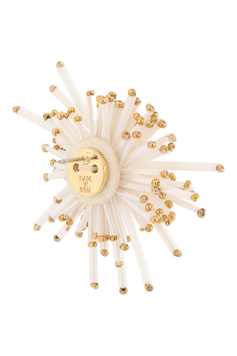 Firework Bugle Bead Stud Earrings, Alternate, color, WHITE