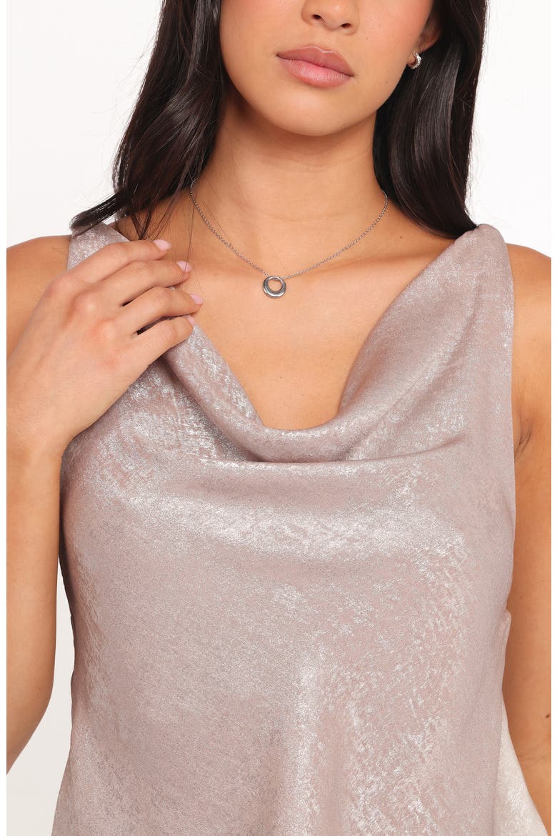 Vita Metallic Cowl Neck Tank, Alternate, color, CHAMPAGNE