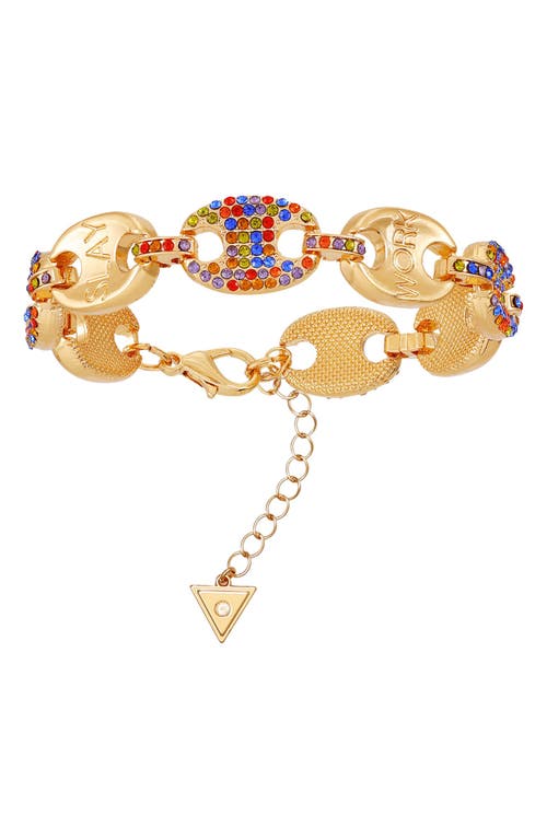 Guess Crystal Mariner Chain Bracelet In Gold