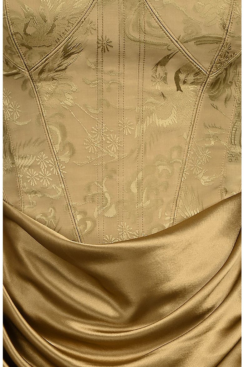Aurelia Corset Bodice Strapless Satin Gown, Alternate, color, BRONZE