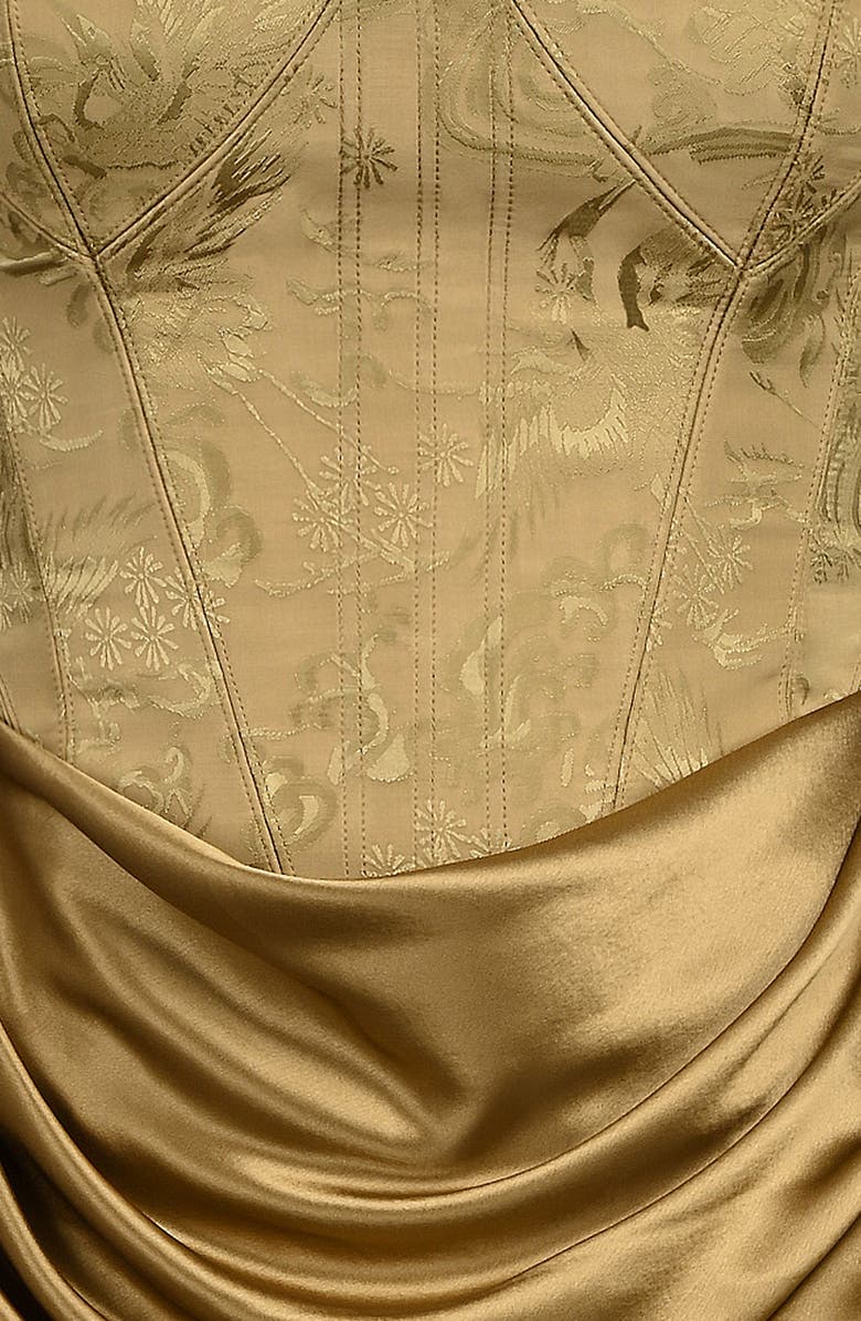 HOUSE OF CB Aurelia Corset Bodice Strapless Satin Gown, Alternate, color, Bronze