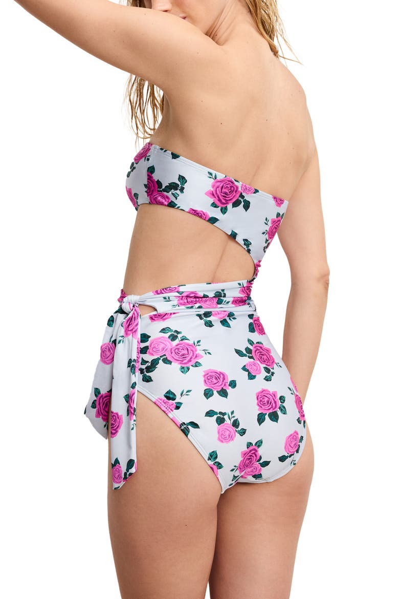 Strapless Cutout One-Piece Swimsuit, Alternate, color, VINTAGE ROSE001