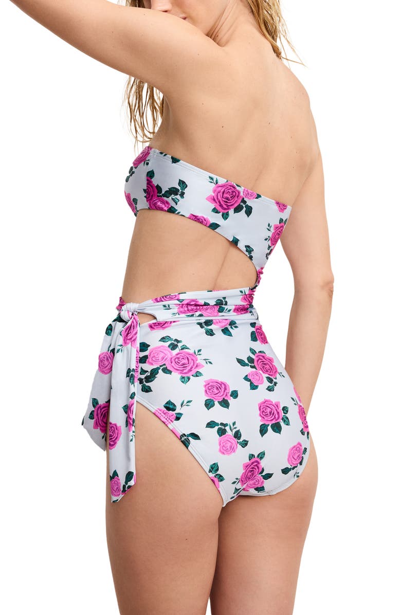 Good American Strapless Cutout One-Piece Swimsuit, Alternate, color, Vintage Rose001