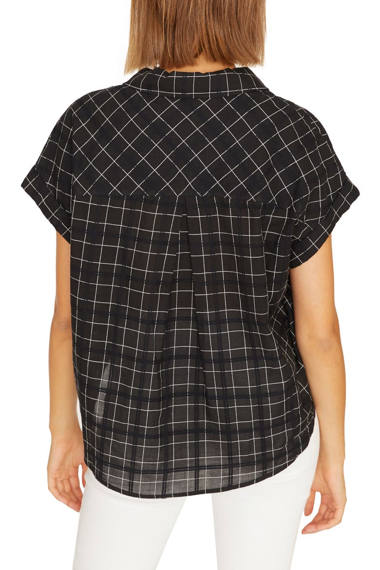 Miles Borrego Tie Front Shirt, Alternate, color, BLACK