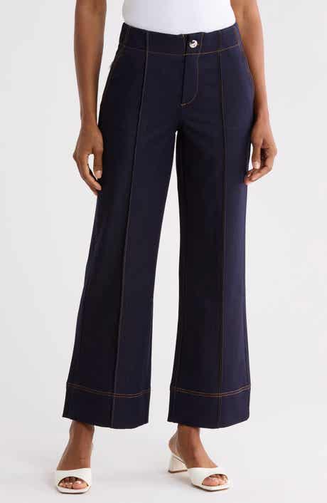 Pintuck Wide Leg Jeans