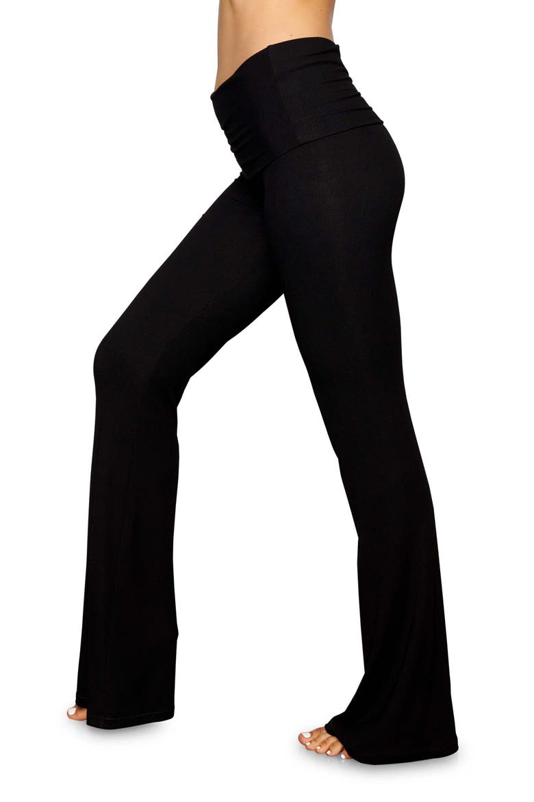 Soft Lounge Foldover Pants, Alternate, color, ONYX