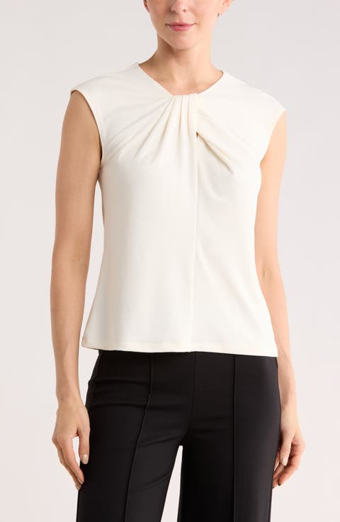 Twist Neck Cap Sleeve T-Shirt