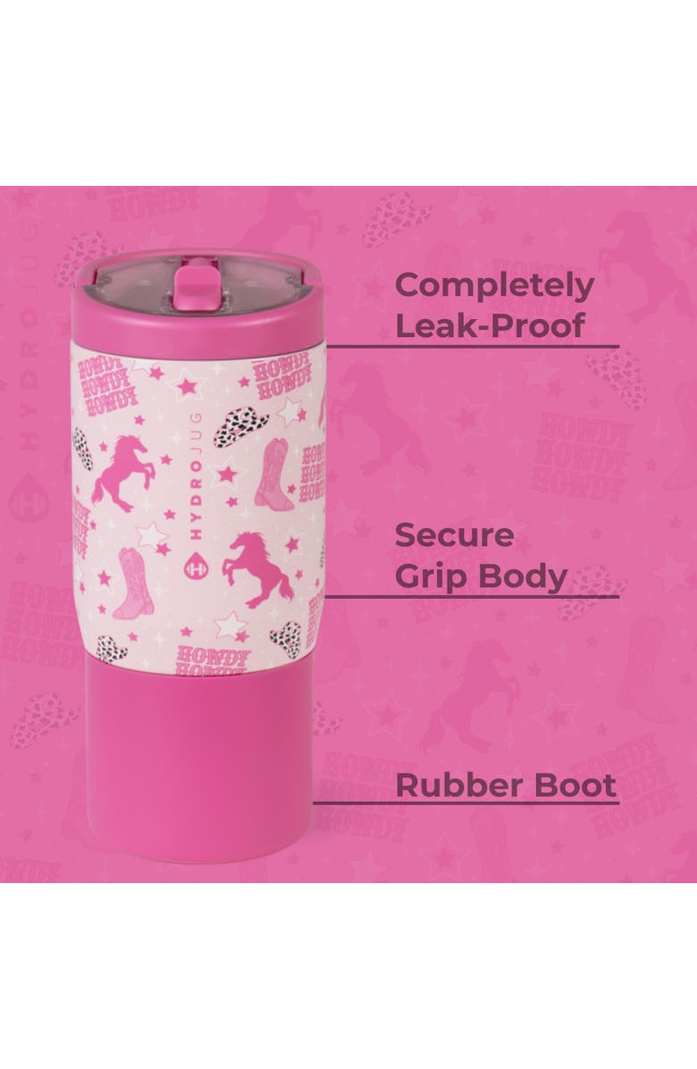HydroJug Kids 14 oz Sport Water Bottle - Stainless Steel, Insulated, 100% Leakproof, With Carry Handle, BPA-Free, Kid-Friendly Design, Alternate, color, Cowgirl