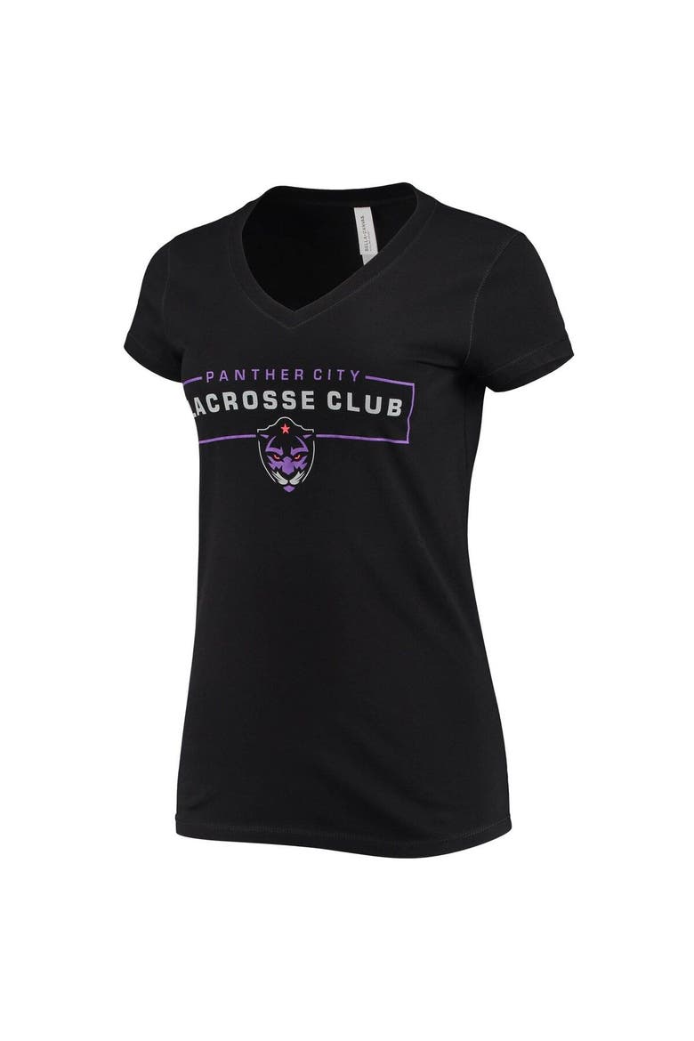 Women's Black Panther City Lacrosse Club Primary Logo V-Neck T-Shirt, Alternate, color, Black