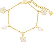 Lily Nily Flower & Pearl Charm Bracelet