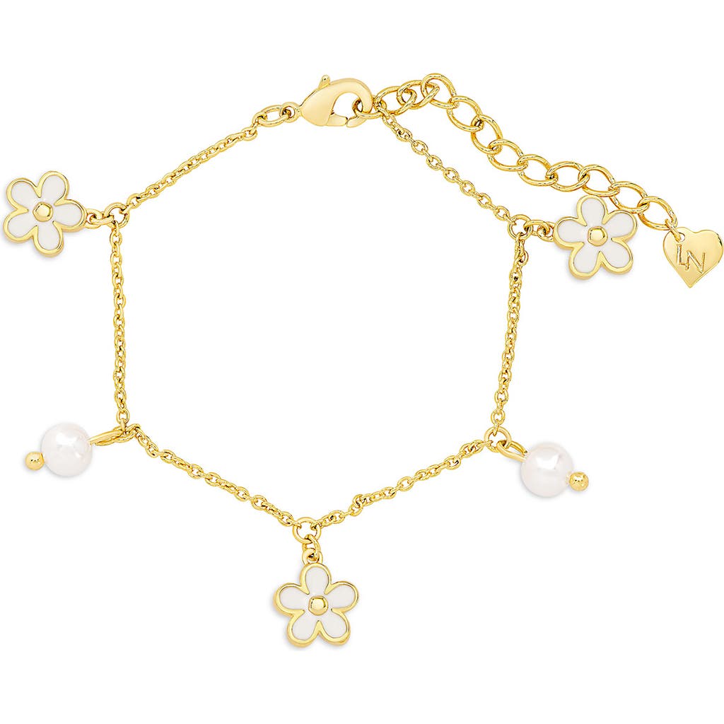 Lily Nily Flower & Pearl Charm Bracelet in Gold  product