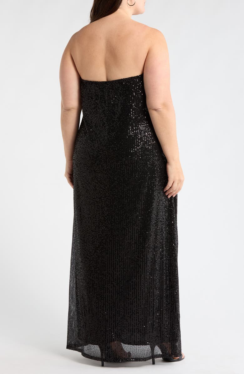 SUGARLIPS Friday Nights Sequin Strapless Maxi Dress, Alternate, color, Black-Silver