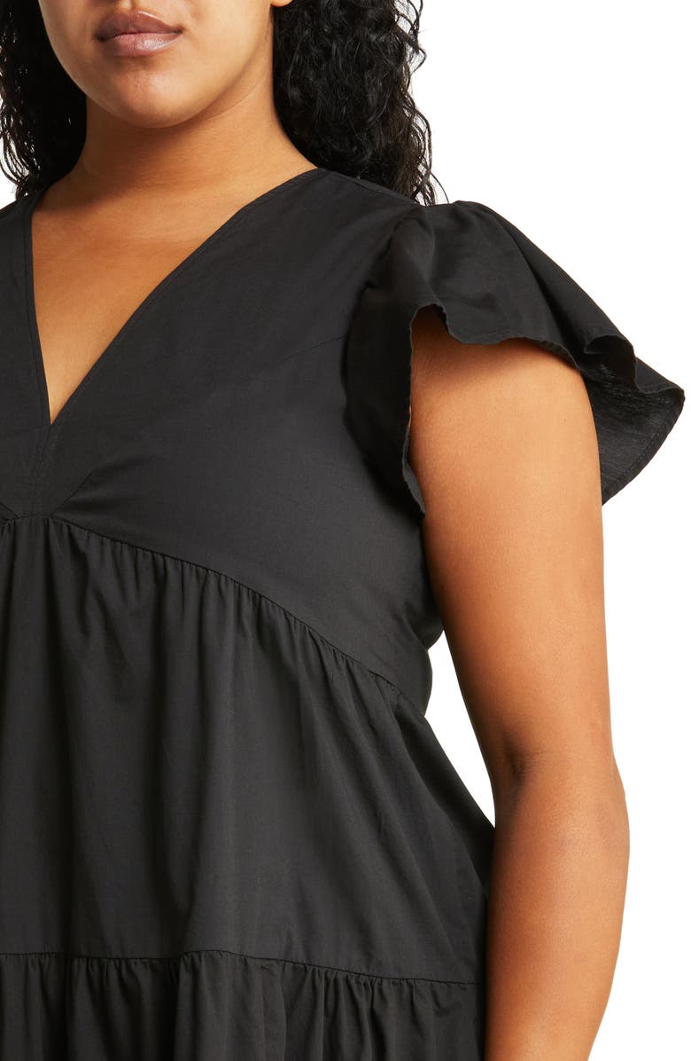 VERO MODA CURVE Jarlotte Ruffle Sleeve Cotton Dress, Alternate, color,