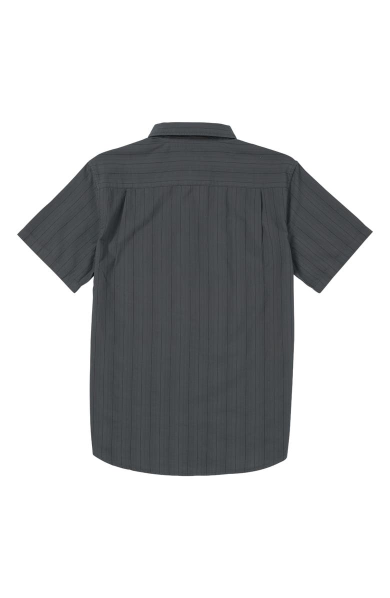 Quiksilver Dobby Stripe Classic Short Sleeve Cotton Button-Up Shirt, Alternate, color, Iron Gate