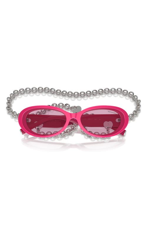 Tiffany & Co . 54mm Oval Sunglasses With Chain In Multi