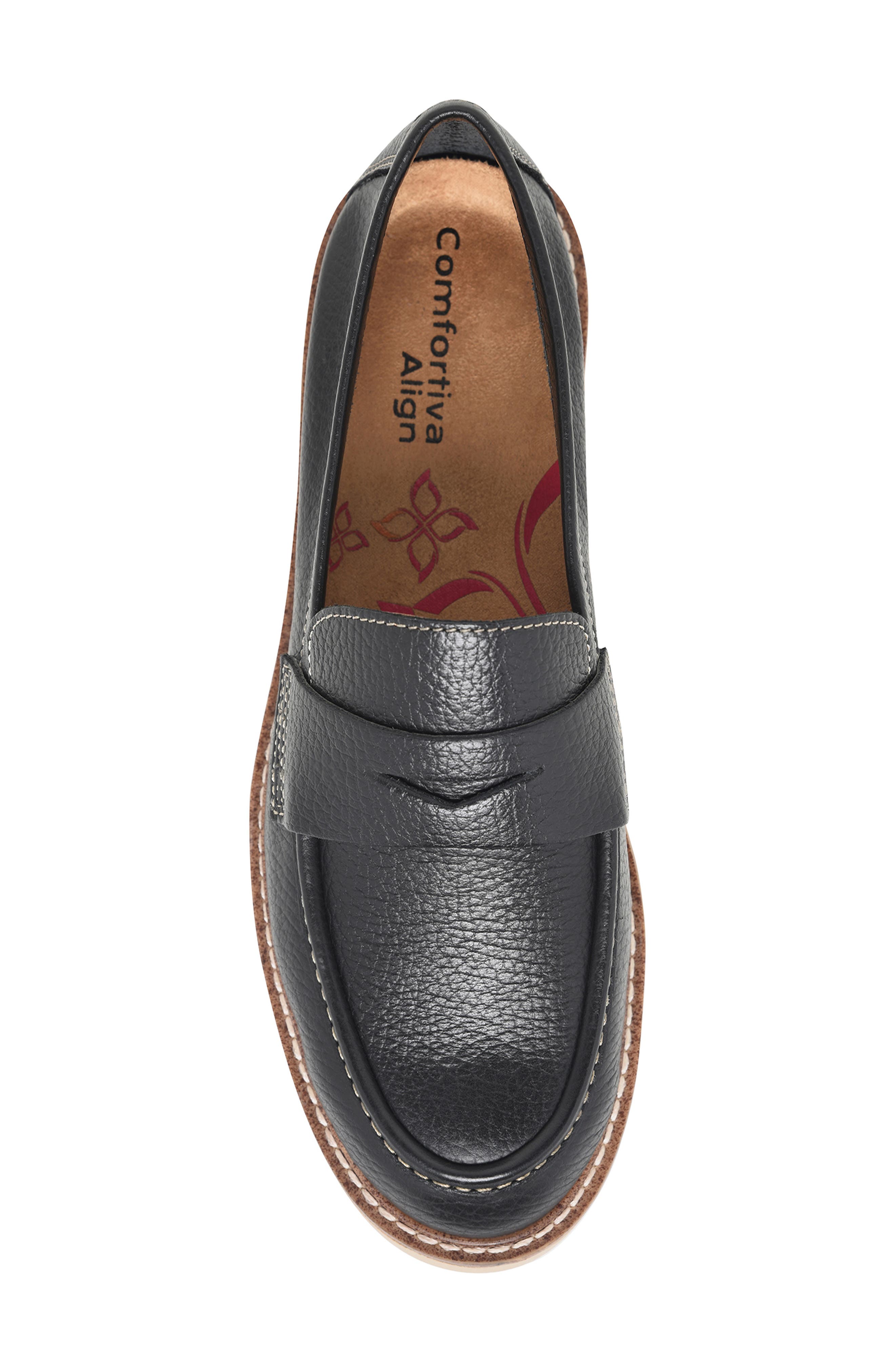 Comfortiva Lug Sole Penny Loafer, Alternate, color, Black